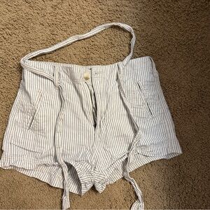 American Eagle Outfitters White Striped Shorts